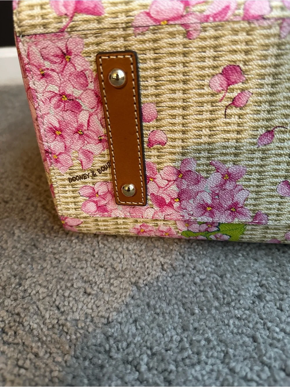 Dooney & Bourke Hydrangea Basketweave Zip Satchel Pink